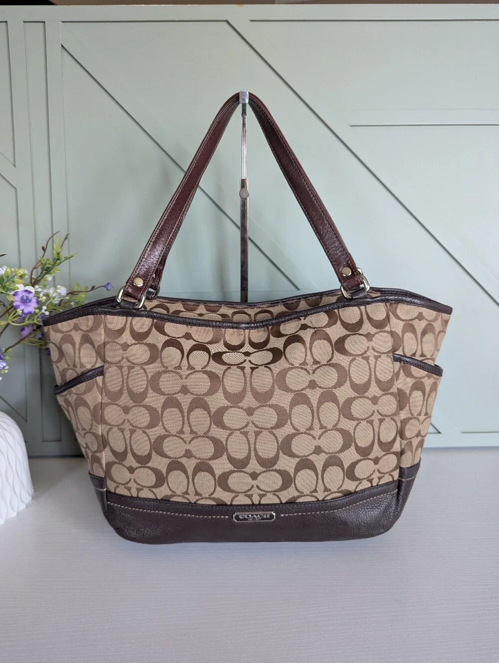Vintage Coach Soho Pleated Signature Tote Bag